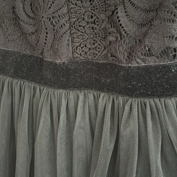 City Studio Juniors open lace 3/4 sleeve mini black cocktail dress w/ full skirt - Picture 4 of 11